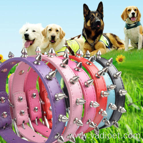 Customized dog collars logo PU dog collar